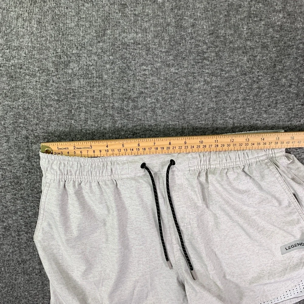 LEGENDS Luka Shorts Men Large Gray Liner 2 In 1 Performance Stretch Gym Running - Picture 5 of 9